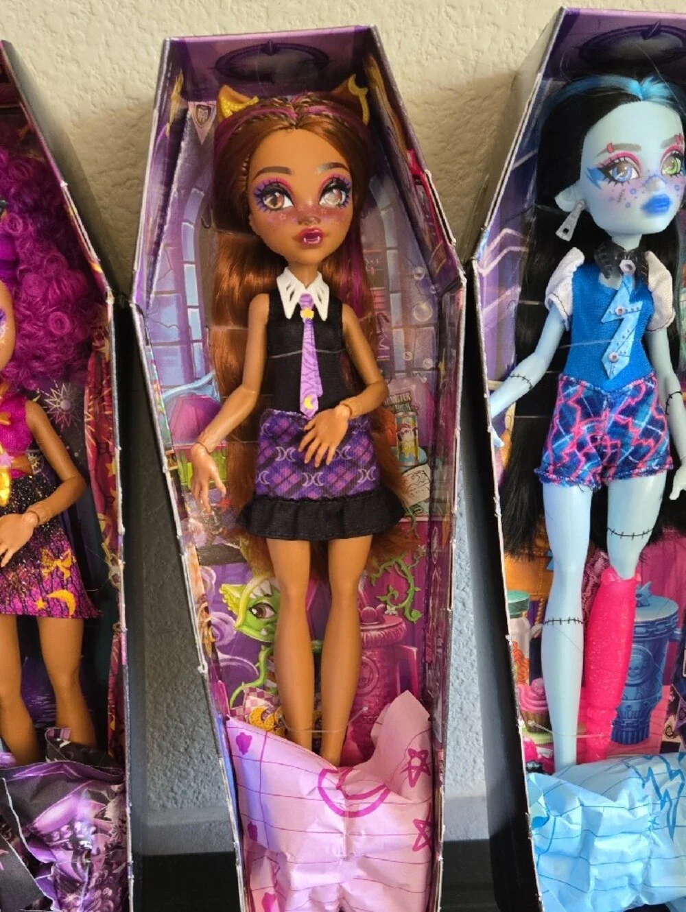 Monster High Dolls Set Of 4 Purple, Pink, Orange & Blue